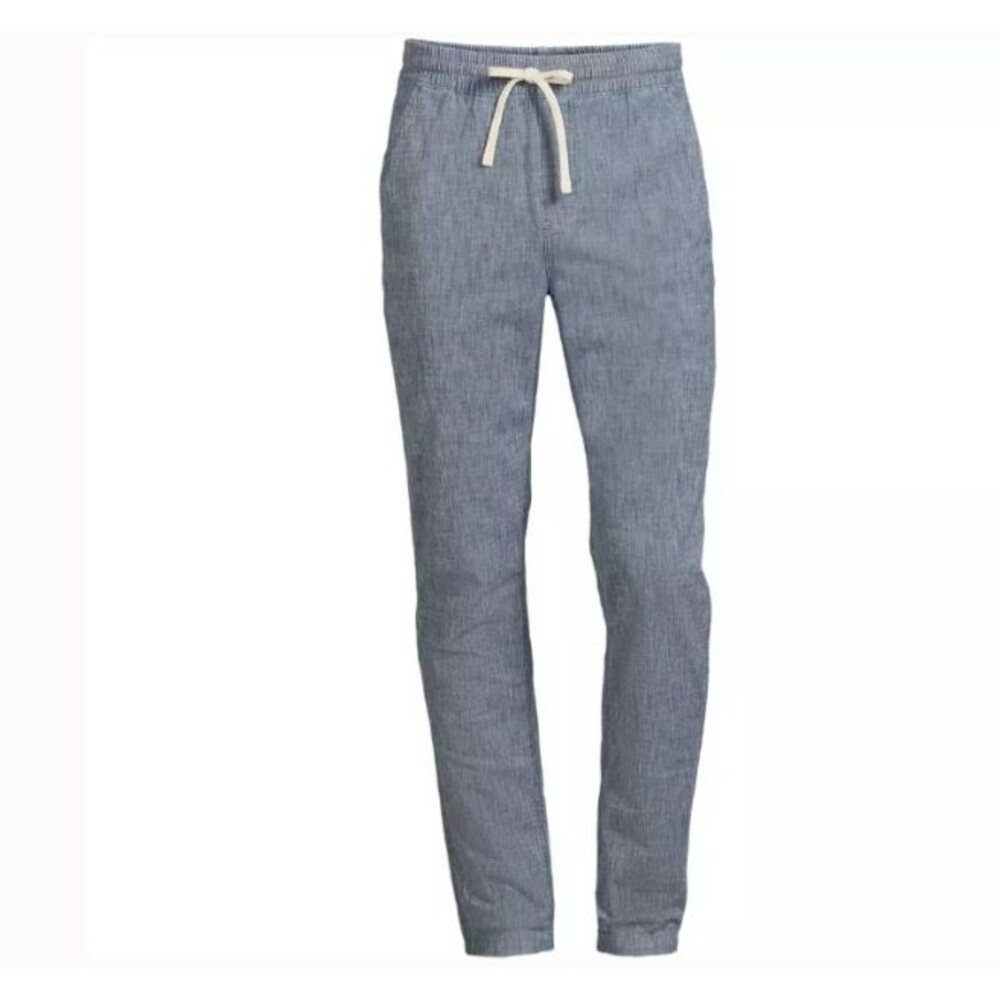 nwt Lands' End Men's XXL 2x 2xl tall blue cotton Deck Pants elastic waist casual
